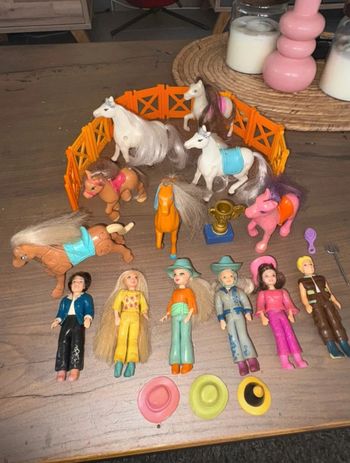 Lot Polly Pocket vintage Avec chevaux et ranch