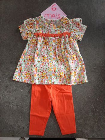 Ensemble été orange 6 mois