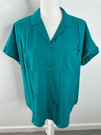 Chemise à manches courtes bleue canard jade St Michael Vintage T42 XL