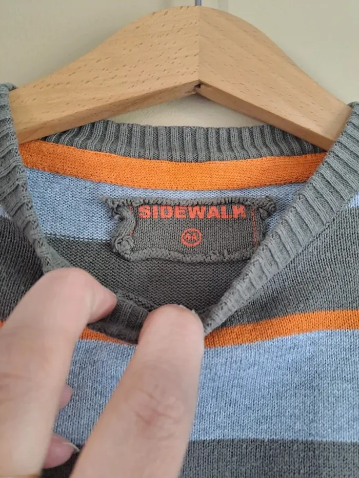 Pull rayé garçon tbe orange kaki gris sidewalk 6 ans - photo numéro 2