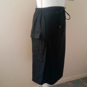 Jupe longue en lin noir taille Élastique