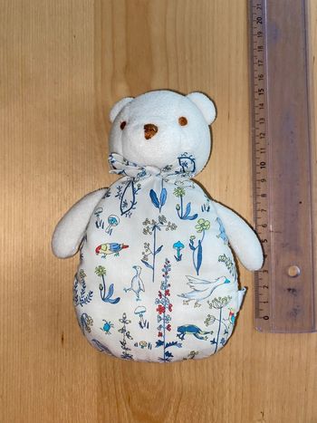 Peluche doudou jacadi Paris grelot ours oiseaux