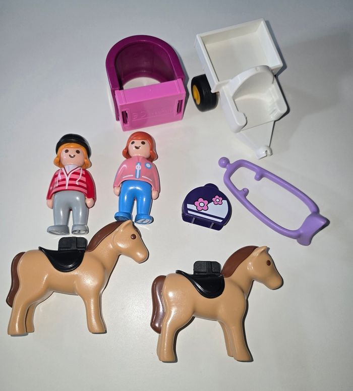 123 playmobil lot équitation charette 9390 et Cavalière 6083 complets - photo numéro 2