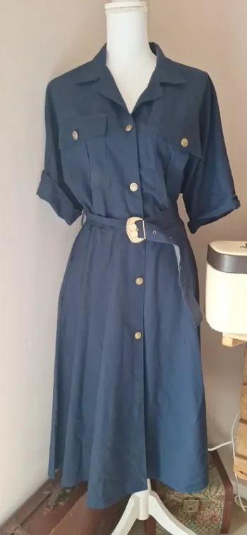 Robe année 80's 90's bleu marine t38 #F38M-129