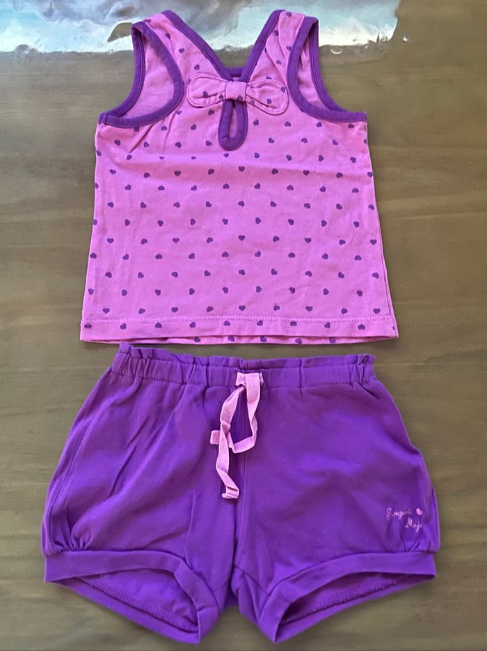 Ensemble short/teeshirt mauve Sergent Major 18 mois - photo numéro 2