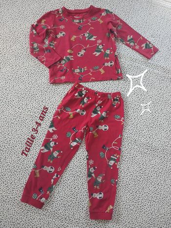 pyjama de noël rouge lupilu 3-4 ans motifs père noël ours polaire