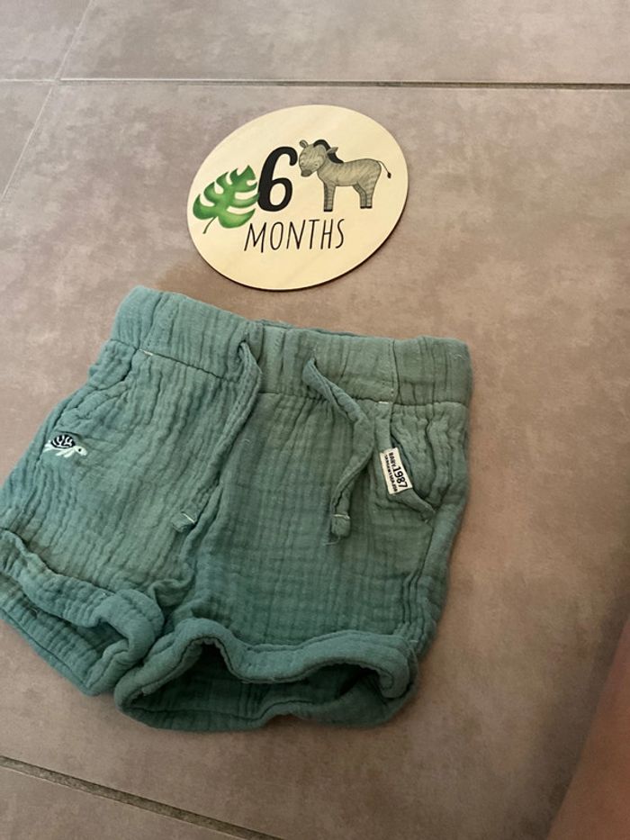 Sergent major 6 mois bleu short garçon gaze de coton - photo numéro 2