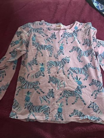 Manche longue rose motifs bleu 