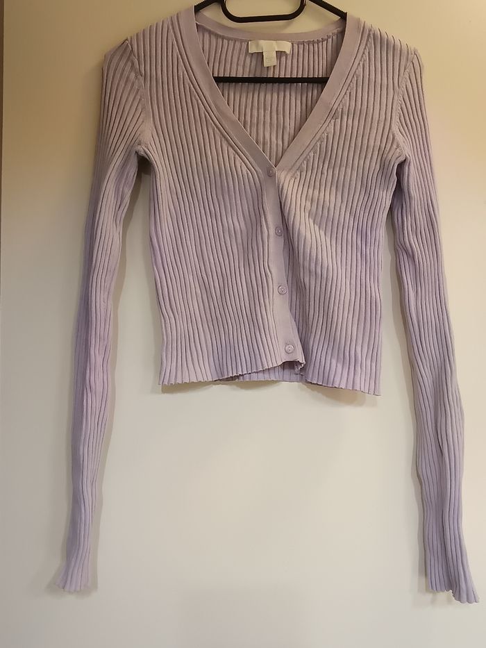 Cardigan côtelé couleur violet/lila/pastel taille XS