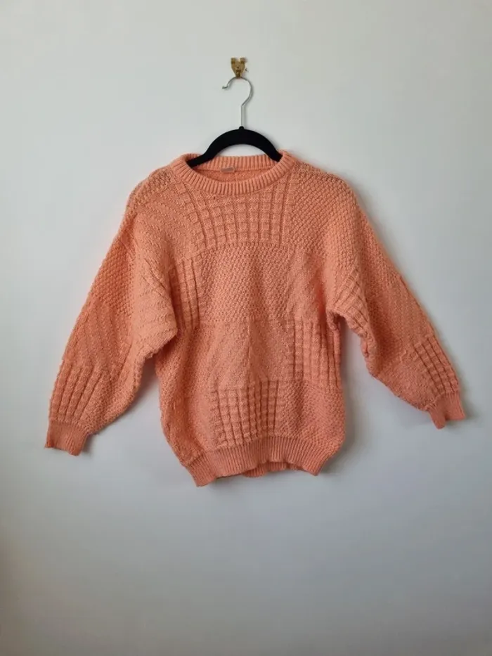 Pull over tricoté rose saumon vintage - photo numéro 9