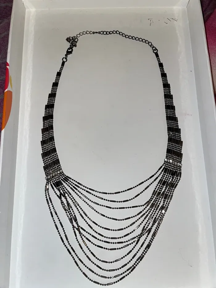 Parure collier et BO argenté foncé - photo numéro 3