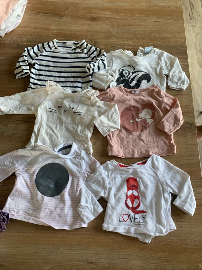 Lot de 6 tee-shirts manches longues fille 1 mois