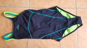 Maillot de bain 1 pièce fille 10 ans bleu Nabaiji