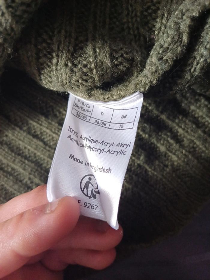 Pull blancheporte vert kaki taille 38 - photo numéro 7