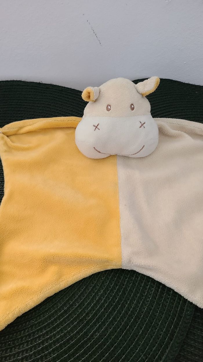 Doudou plat hippopotame orange jaune PARADISE TOYS