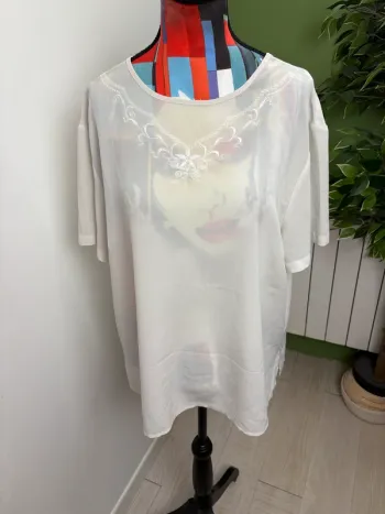 Blouse vintage Canda | Blanc | Taille 46