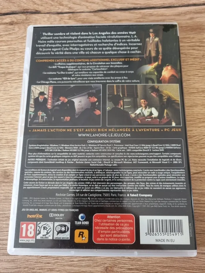 Jeu PC L.A Noire L'édition intégral Rockstar Games Pegi  18 - photo numéro 2