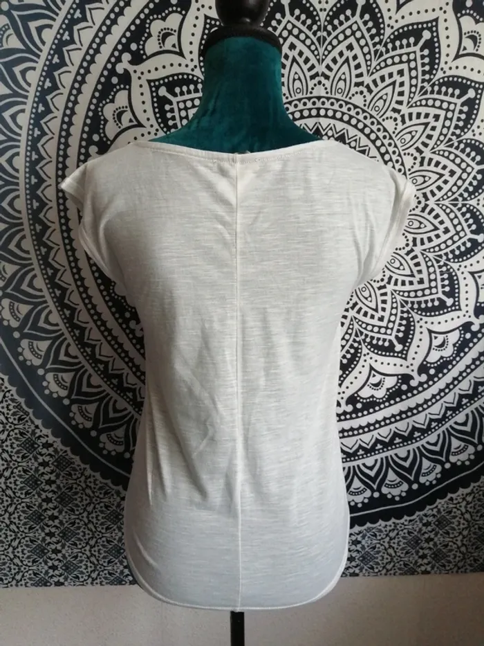 Tee-shirt blanc et noir avec photo fille cool / gémo / (S) - photo numéro 4