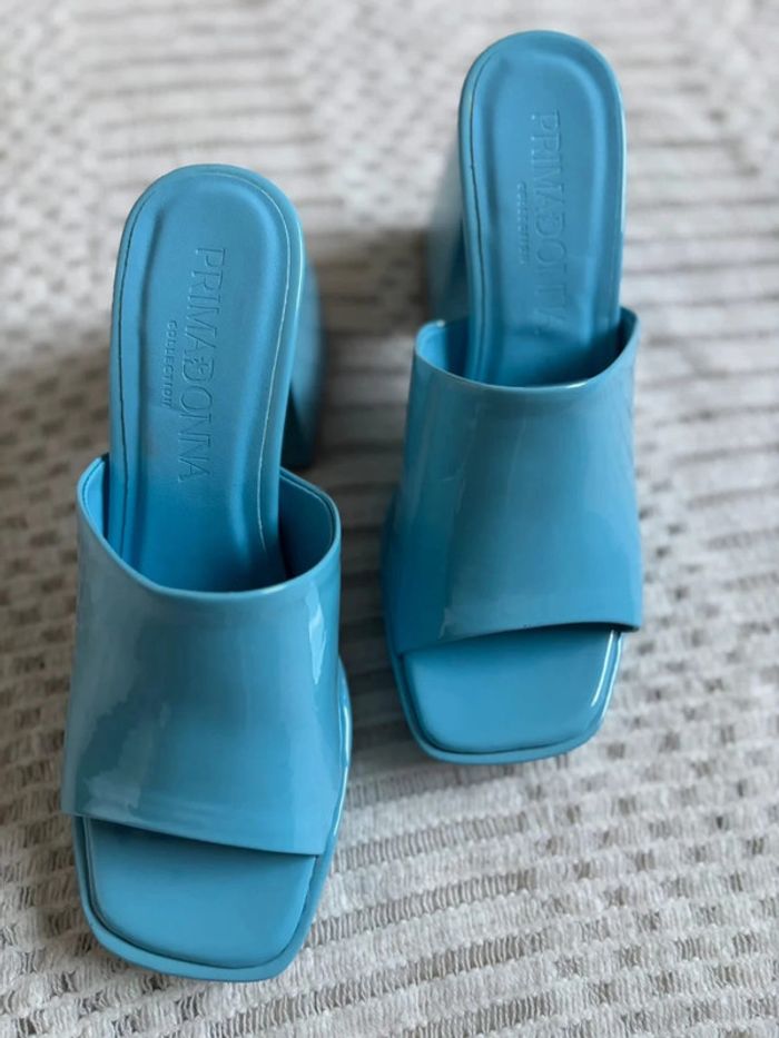 Sabots à talons femme vernis bleu pastel 38 - photo numéro 2