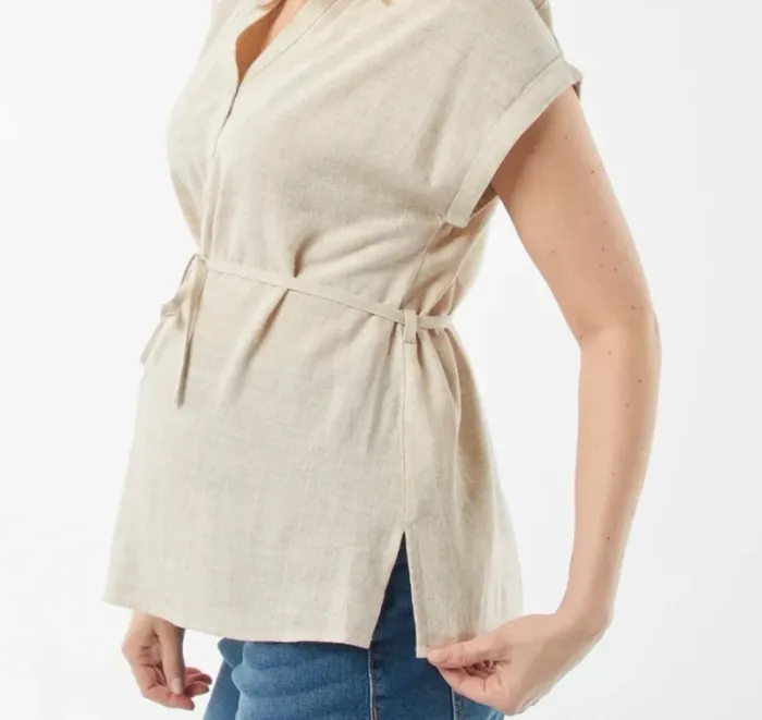 Ensemble en lin, T-shirt et short de grossesse