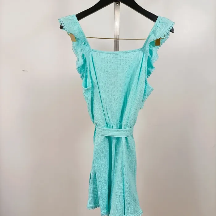 Combishort turquoise fille River Island 13-14 ans, volants et boutons, style estival A1242 - photo numéro 5