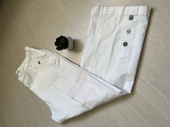 Pantalon léger blanc Lewinger - Détails boutons - Taille 42 - photo numéro 2