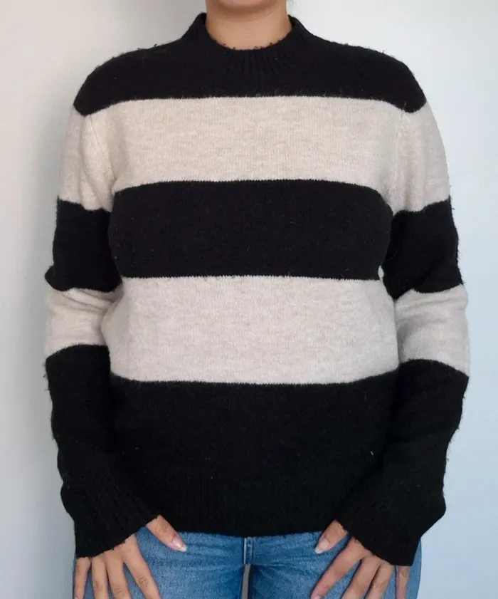 Pull à rayures noir et beige - Kiabi - photo numéro 2