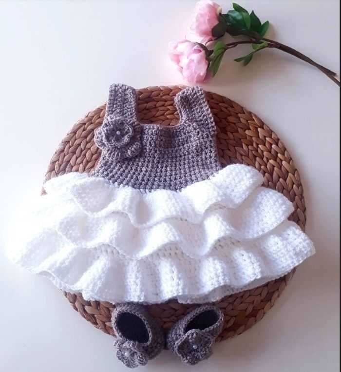 Vêtement bébé fille robe crochet   6 mois - photo numéro 3