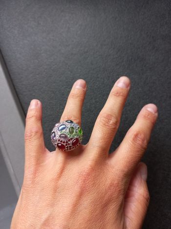 Bague en argent avec pierres colorées, taille 54, neuf 