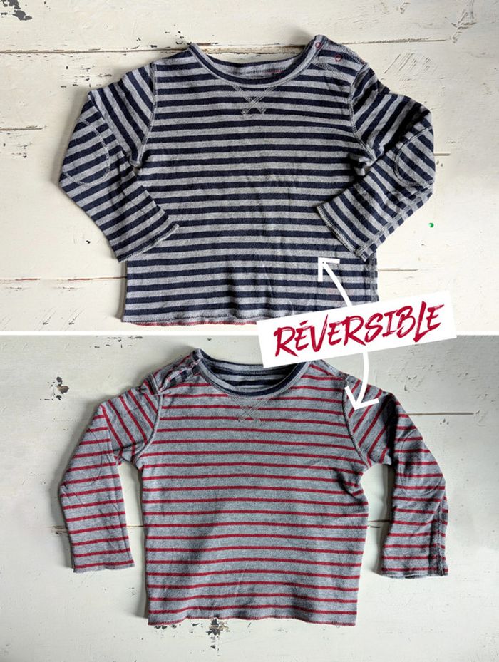 Tee-shirt réversible à manches longues Petit Bateau