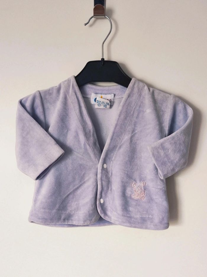 Gilet violet pastel Lila Lapin rose / Kids Minis - 3 mois / 60 cm