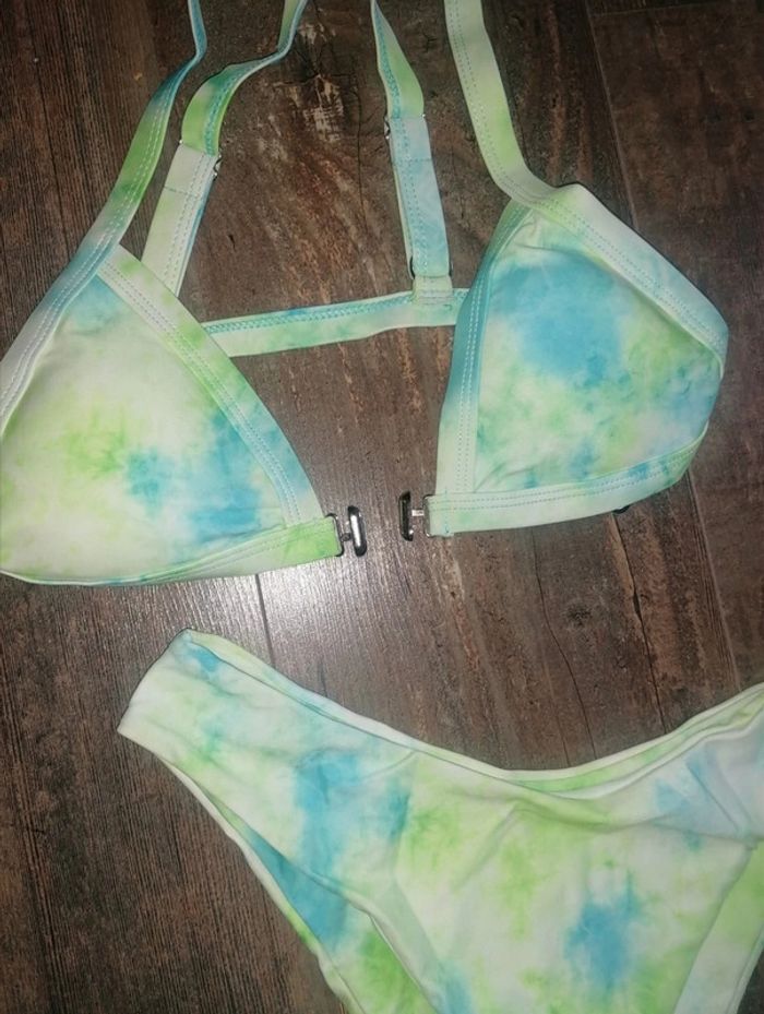 Maillot de bain 2 pièces femme taille S 36 couleur pastels vert turquoise - photo numéro 2