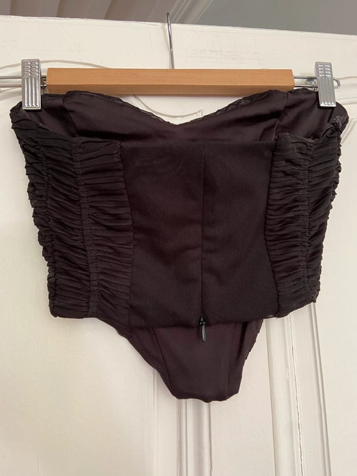Bustier Bershka noir taille M en tulle plissé - photo numéro 2