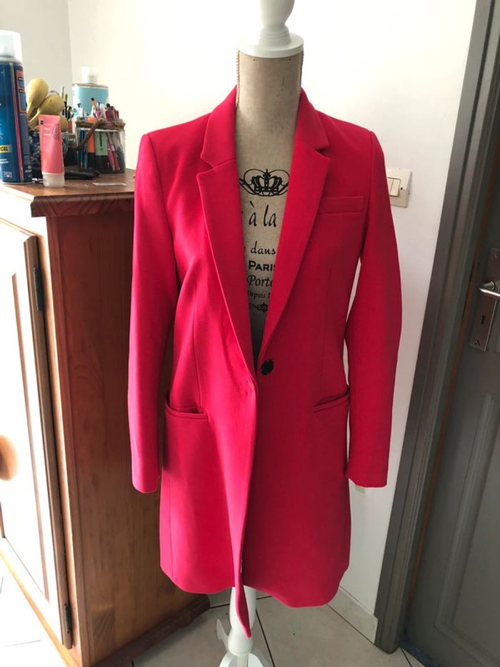Superbe veste longue taille 38 mango fuchsia neuve - photo numéro 4