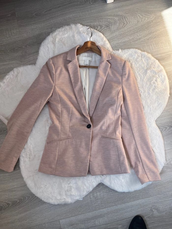 Blazer femme coton rose poudré H&M 36 - photo numéro 6