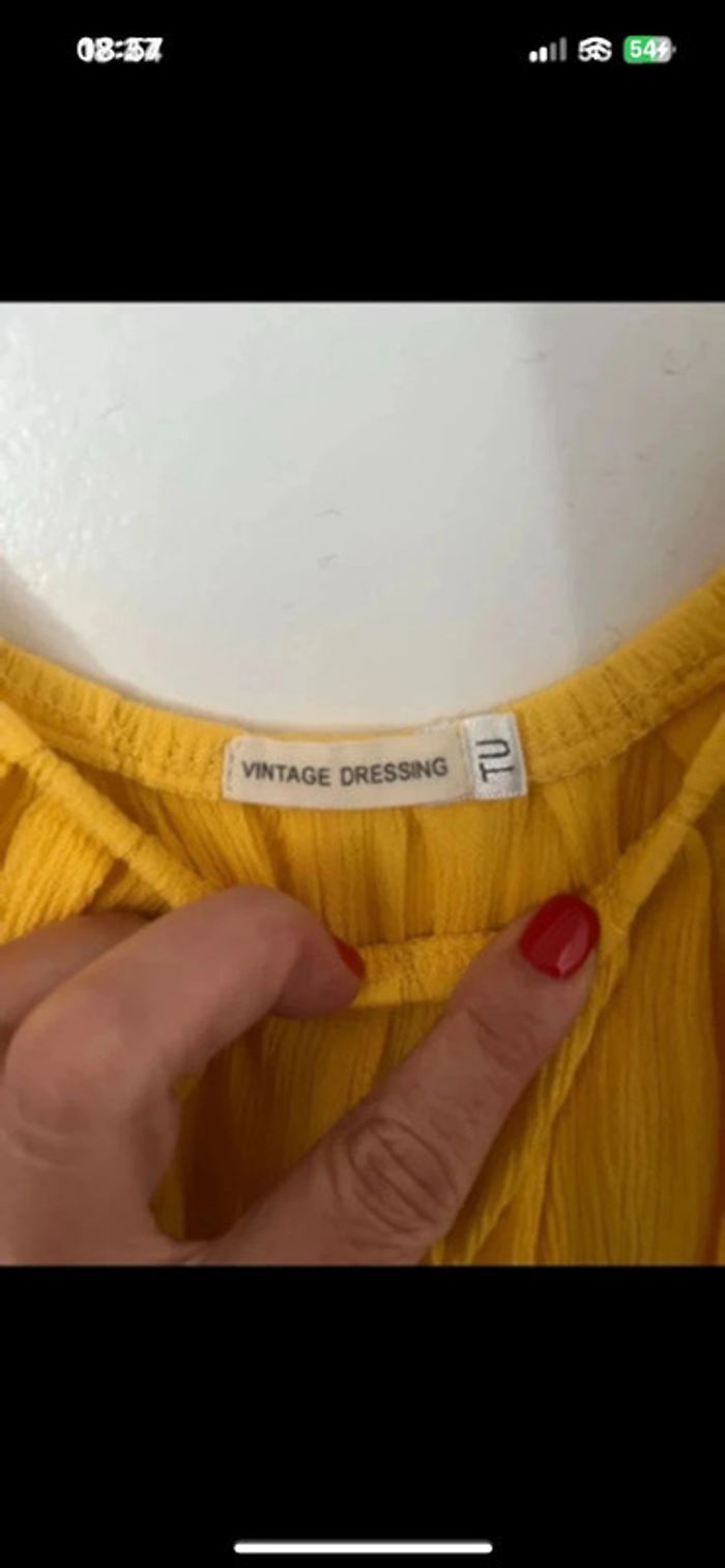 Haut jaune Vintage Dressing - Taille unique en viscose, fluide - photo numéro 3