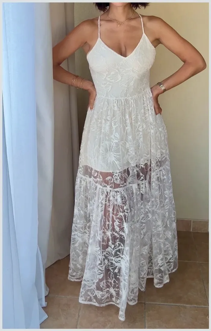 Robe longue Maje en dentelle blanche 36 comme neuve - photo numéro 2