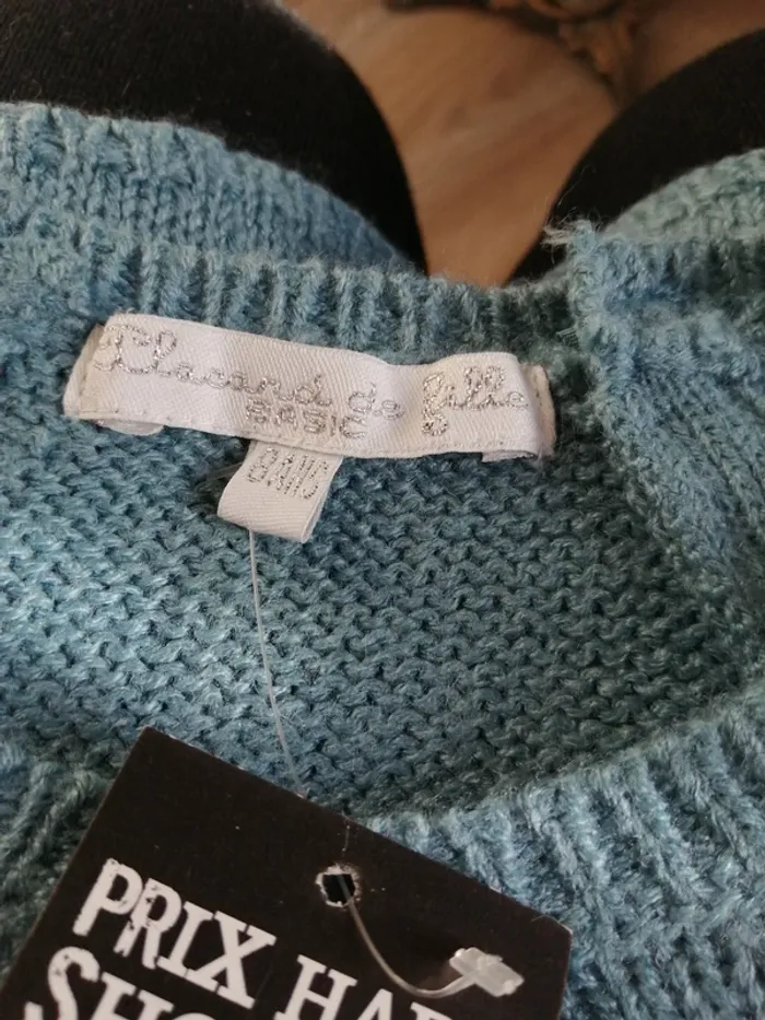 Pull fin bleu manches bouffantes détails plissés au col avec pressions / placard de filles / (8 ans) - photo numéro 10