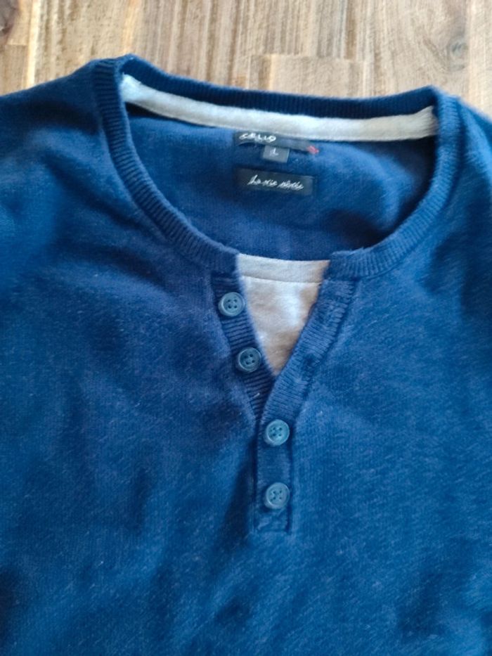 Pull col rond Trompe l'oeil Celio - photo numéro 2