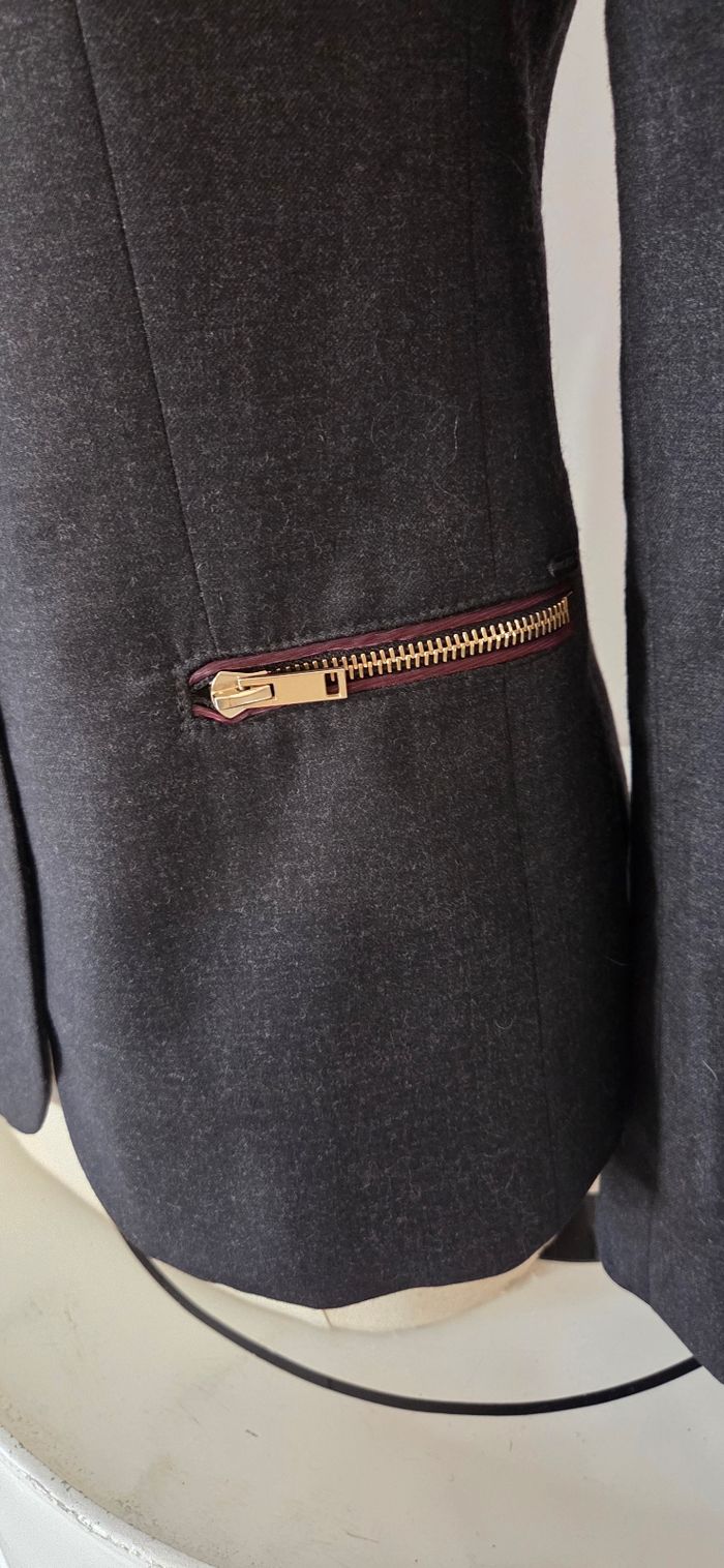 IKKS Blazer Femme 38 – Laine Vierge – Noir/Anthracite – Made in France – Excellent État - photo numéro 2