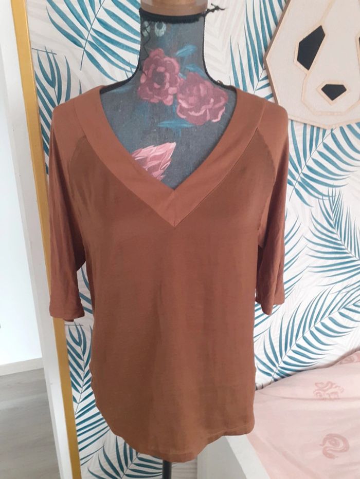 Tee-shirt manches 3/4 marron S