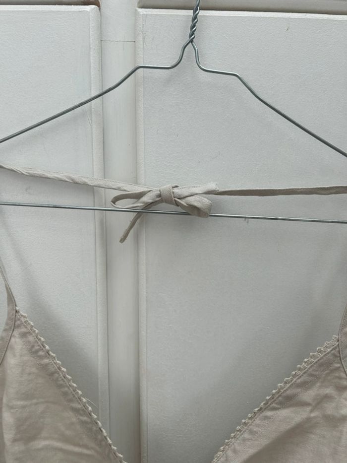 Top beige à dentelles en lin et coton taille 42 h&m - photo numéro 4