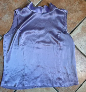 Top satin violet col roulé taille 44 m&s mode
