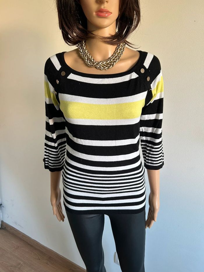 Pull rayé avec manches 3/4 Morgan taille S bon état