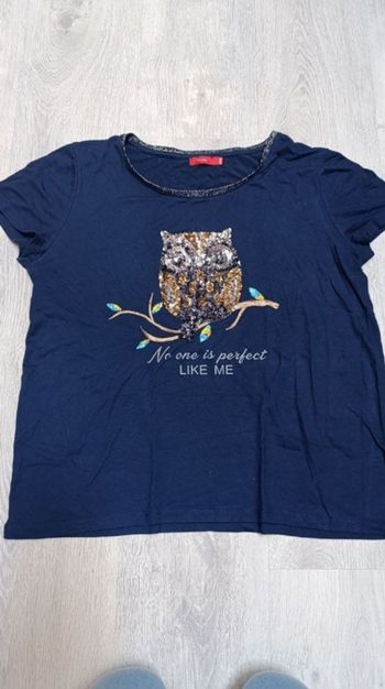 T shirt femme bleu marine hibou Taille 42