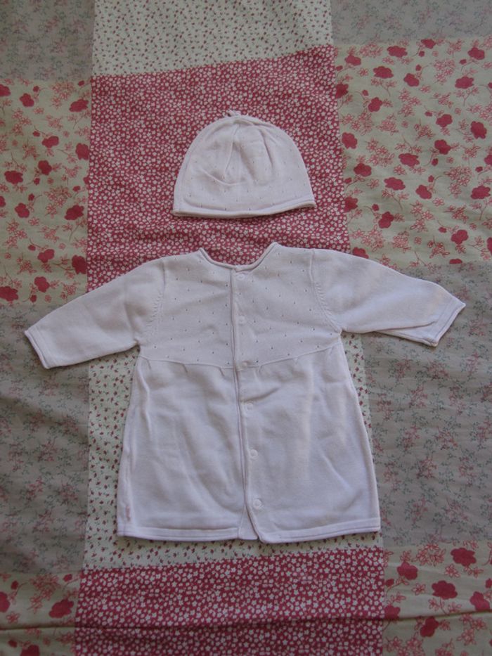 Robe pull et bonnet en coton rose Disney 3 mois - photo numéro 2