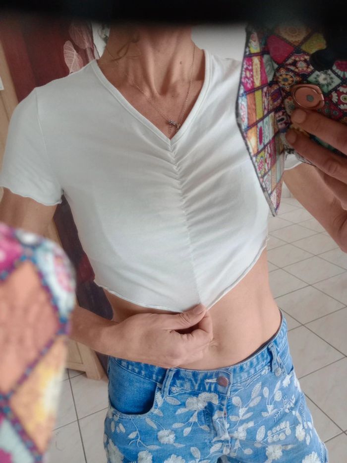 Crop top xs blanc c85 - photo numéro 3