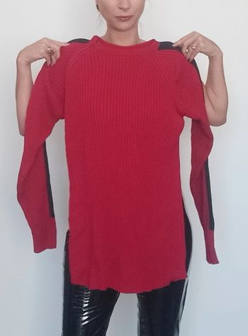 Gros pull côtelé rouge homme taille L