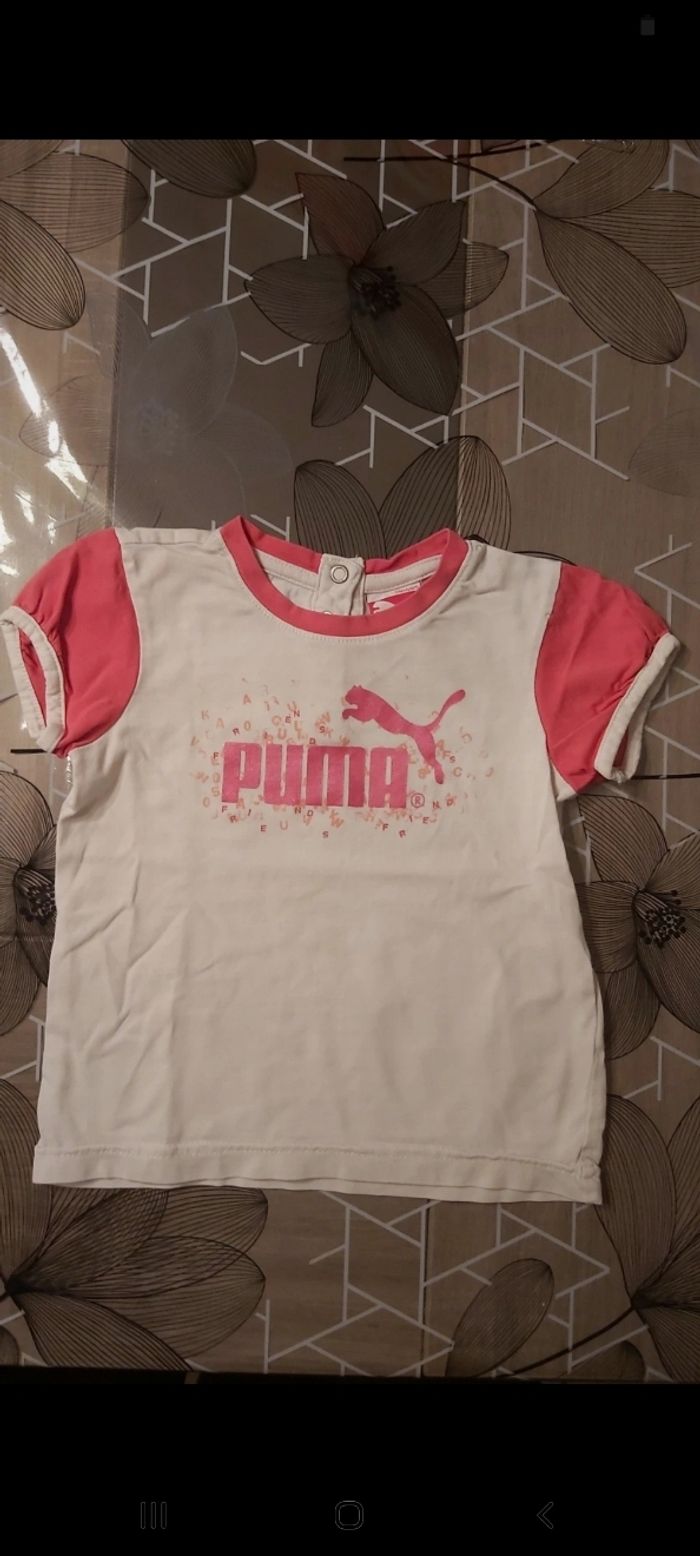 Tee-shirt Puma blanc et rose