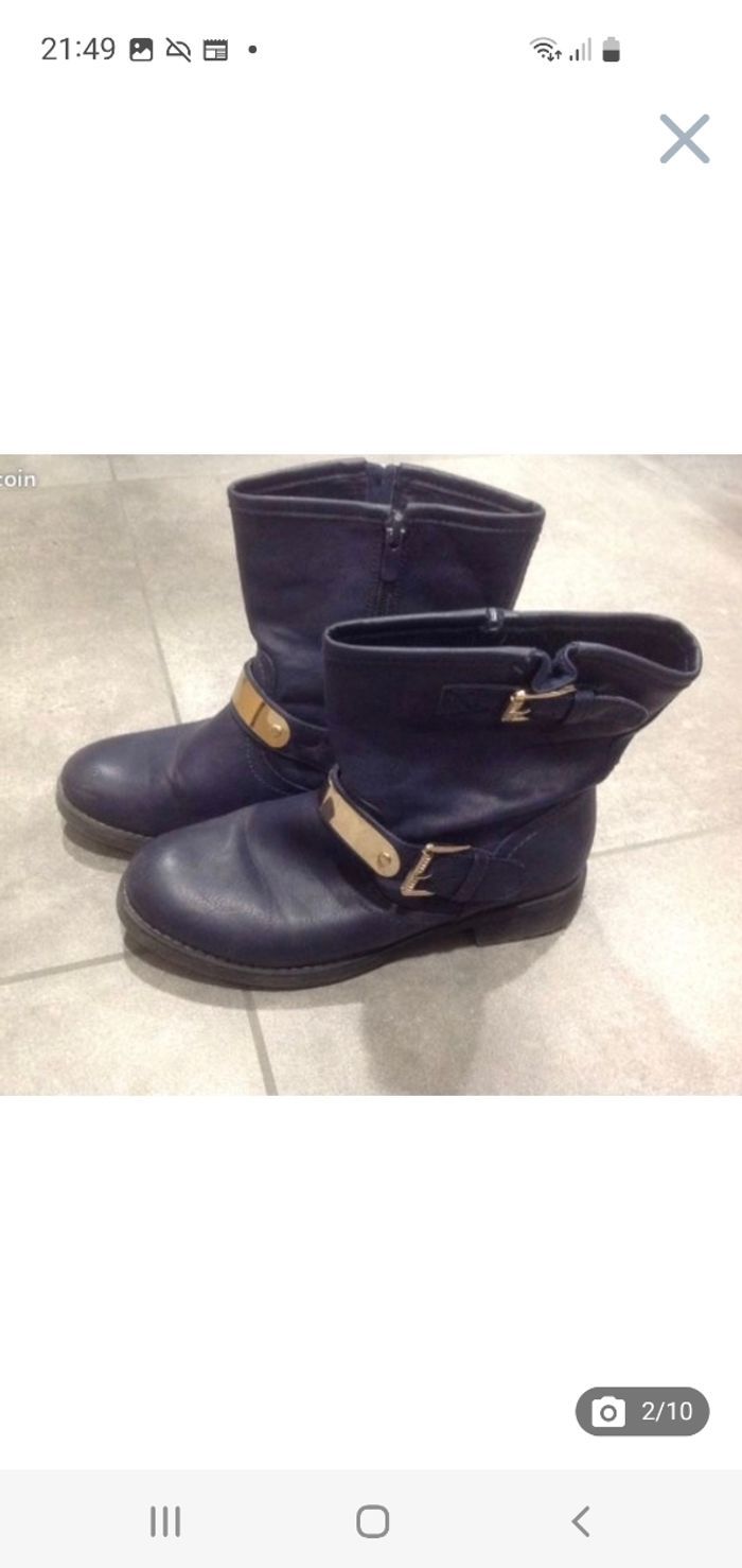 Bottines bleu marine talons plats T.37 - photo numéro 2